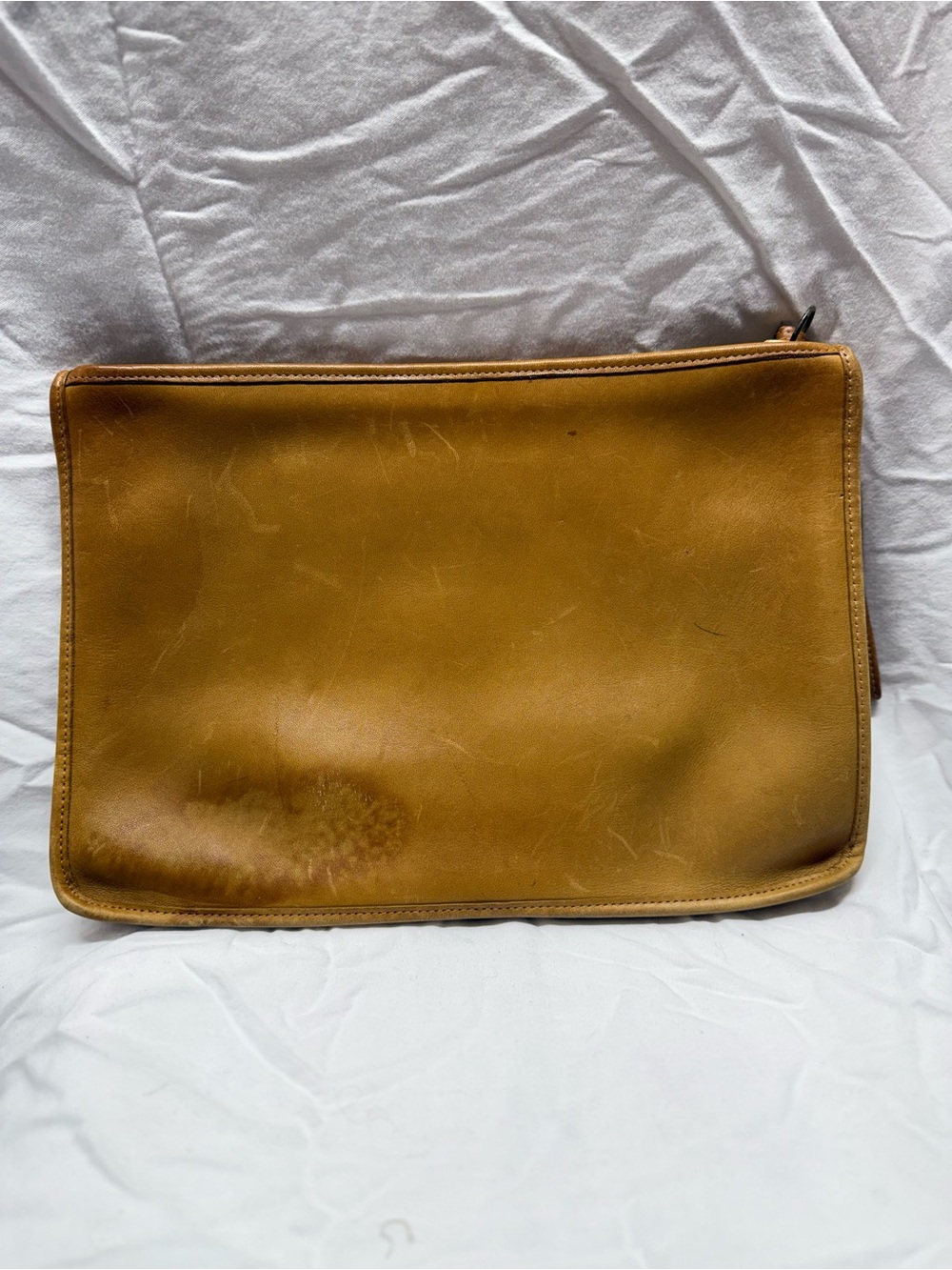 Vintage Coach Basic Bag Zippered Clutch Tan Leather Made in NYC USA 401-1040